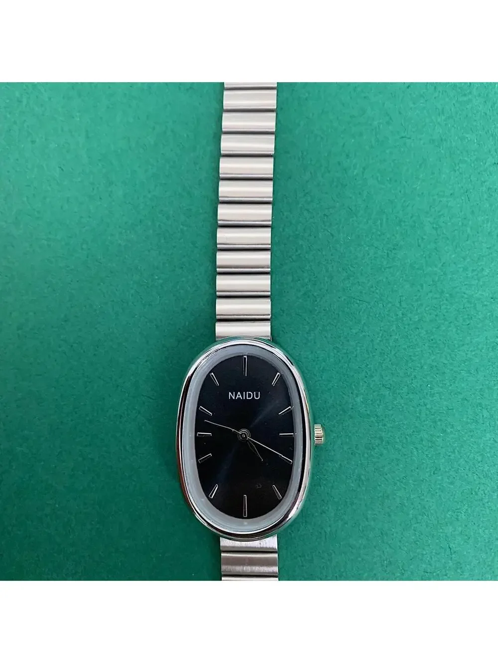 Y2k style silver round stainless steel luxury classy sport black and silver
